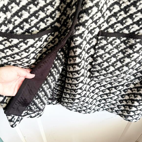 Talbots Wool Blend Sweater Coat Jacket Hidden Snap Buttons Houndstooth Style 1X - Picture 10 of 13